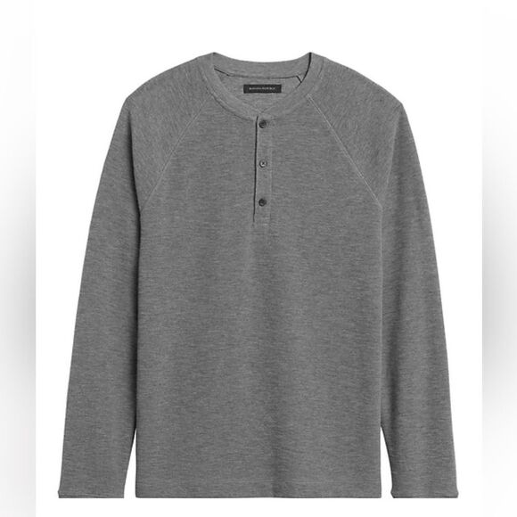 Banana Republic Henley‎ Men’s Longsleeve Grey Top XL Nwt - Picture 3 of 5
